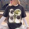 T-shirt Retro Carlin Lune Hurlante, T-shirt Trois Carlins Nuit Étoilée, T-shirt Amoureux des Chiens