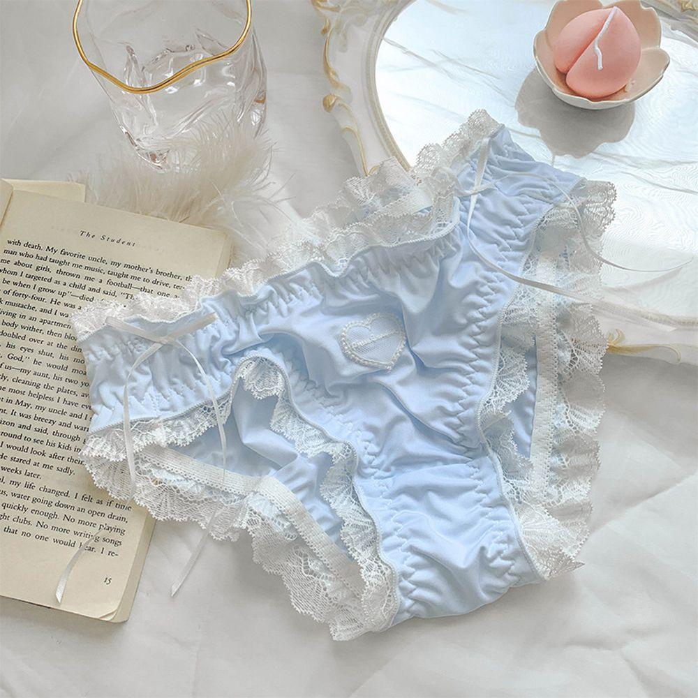 

Cute Heart Kawaii Lingerie Lace Underwear Women Girls Ruffles Panties Briefs Thong Panty YSL M синій