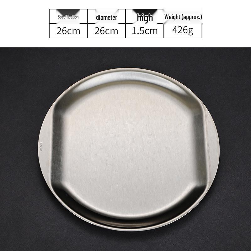 Korean Style Golden Round Plate - Shallow Plate for Snacks, Western Food, Steak, BBQ, and Desserts.
