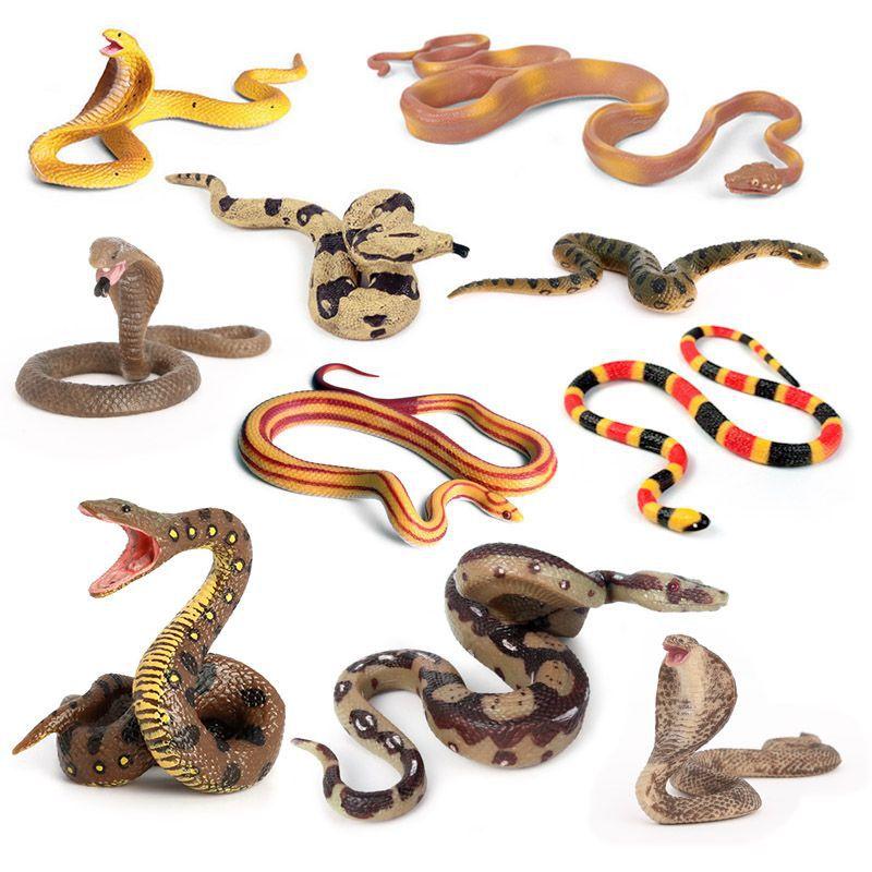 Gruselige realistische Schlangenmodelle für Kinder, Kobra Maisnattern-Figur, Lebendiger Wildpython, Perfektes Streichgeschenk