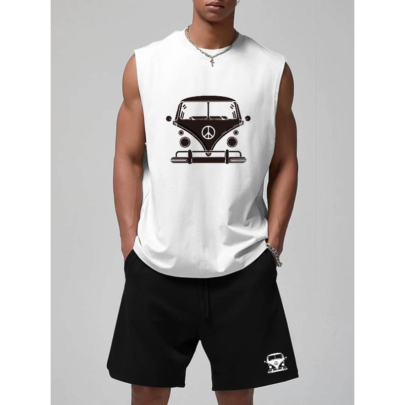 Men s Summer Outdoor Sports Polyester Set Tank Top and Shorts Multi-Pocket S