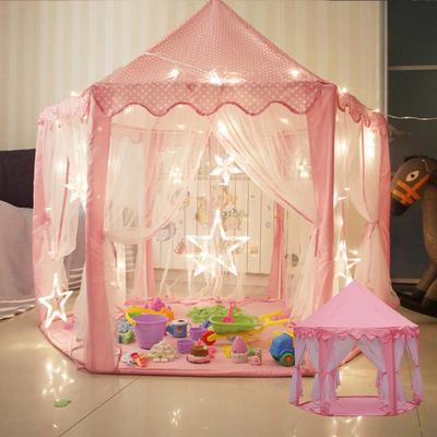 Sechs Winkel Rosa Prinzessin Schloss Gaze Zelt Haus Mädchen Kinder Große Indoor Outdoor Spielzeug Spiel