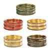 Retro Color Blocking Rhinestones Bracelet Set Stackable Thin Design Bangle For Fashion Forward Daily Outfits