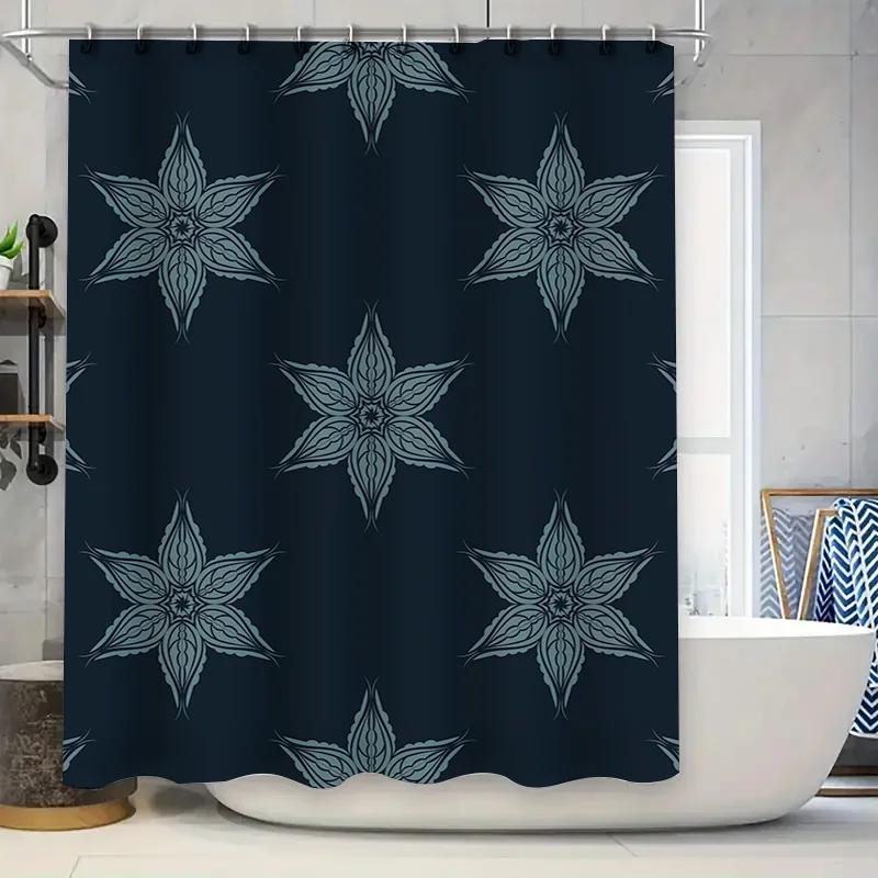 Luxury Star Pattern Waterproof Shower Curtain For Bathroom Decor Navy Blue