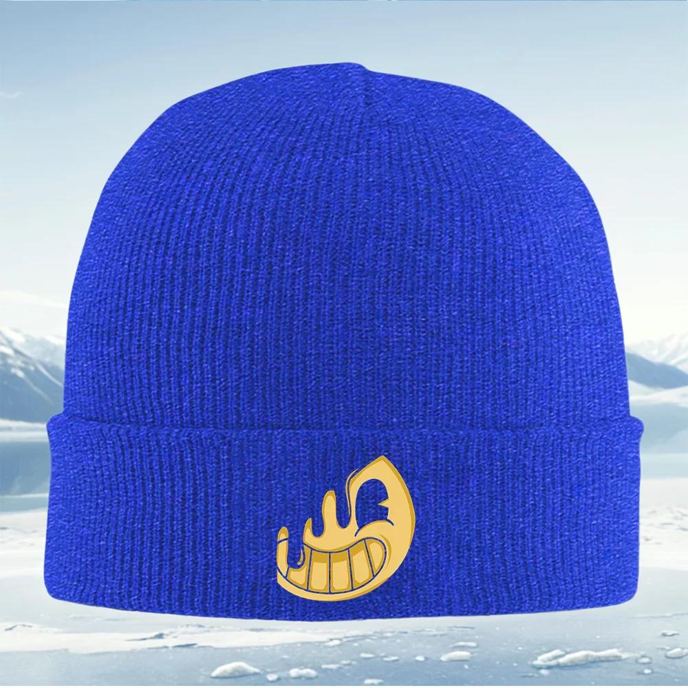 New Smiling Face Ink Cartoon Design Unisex Women Unisex Knitted Hat Beanie Pullover Cap Winter Thermal Warm Christmas Outdoor Cycli