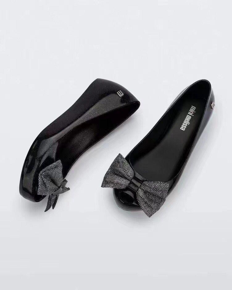 

Женские сандалии-желе Melissa 2025 - Деталь-бант, Открытый носок, Ароматные, Подходящие стили для мамы и дочери. EU 35/36 чёрный