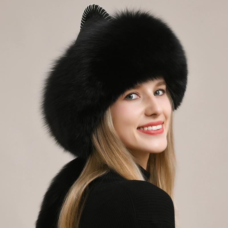 Fox fur hat female male winter northeast ear protection warm genuine leather Mongolian hat ethnic style fur hat female winter
