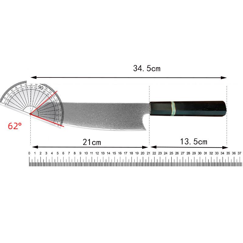 8.3 Inch Kiritsuke Knife 67-layers Damascus Steel Blade Ebony Handle Chef Cleaver Meat Slicing Vegetable 10Cr15Mov Kitchen Knife