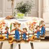 1 Autumn Harvest Scarecrow Tablecloth - Durable Polyester Rectangular Tablecloth With Autumn Leaves And Pumpkin.