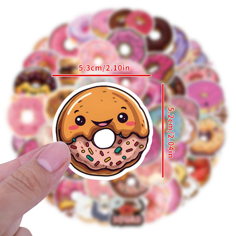 55-Piece Donut Cartoon Graffiti Stickers - Waterproof & Fun for Decoration