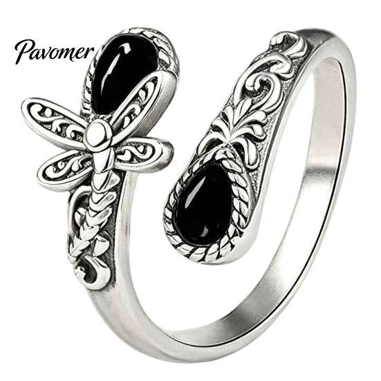 Faux Moonstone Ring Vintage Ring, Waterdrop Fake Gemstone Adjustable Open Healing Stone Band Jewelry for Couple, Women