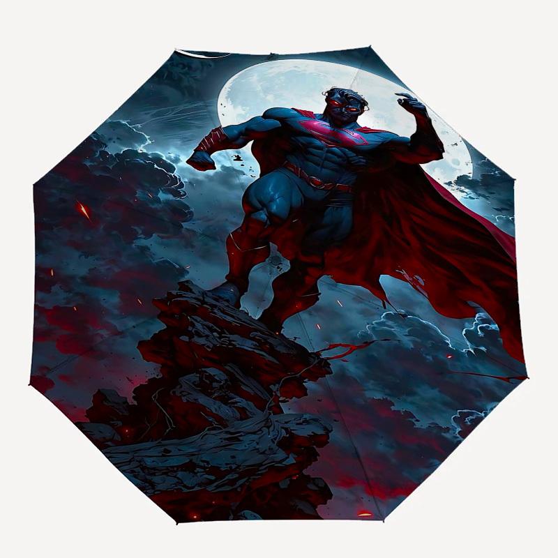 

1pc Superman Moonlight Automatic Folding Umbrella - Compact 8-Rib Design, Durable Plastic & Iron1192L