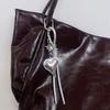 Handwoven Leather Heart Keychain Alloy Accent Hanging Decoration Jewellery Accessory for Keys Bags Gift Giving