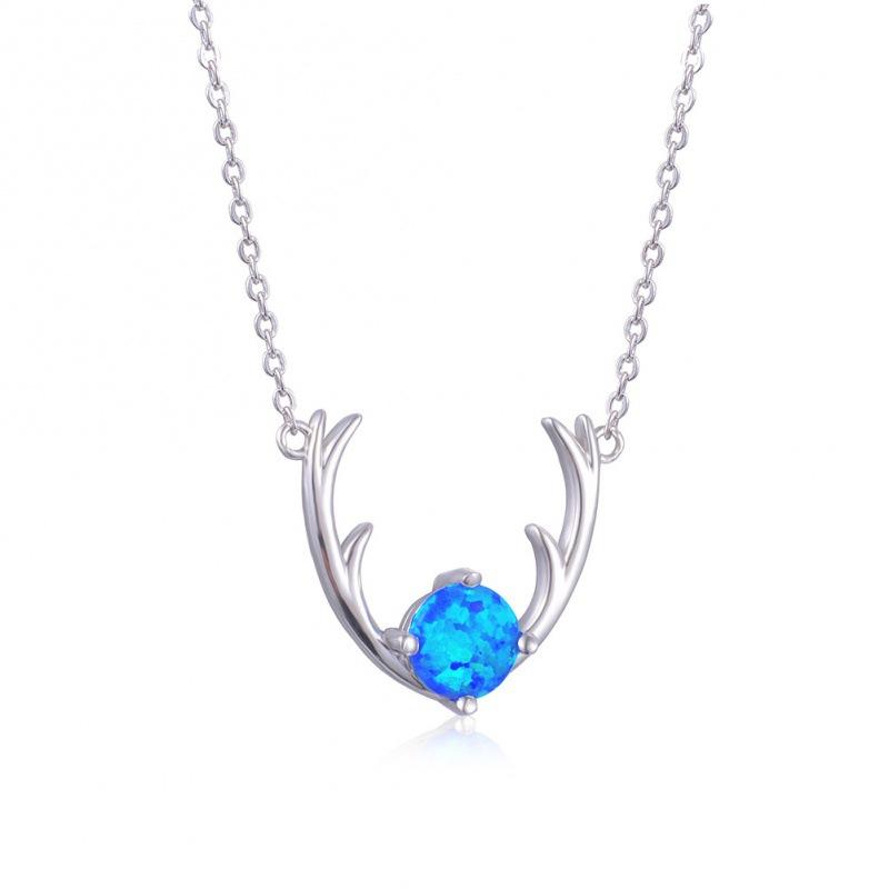 Wish Internet celebrity simple ins wind four-claw opal elk pendant necklace women's exquisite neck chain