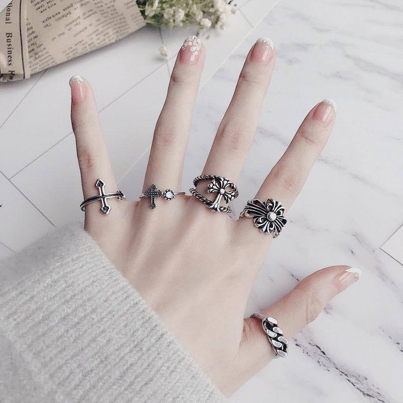 Retro Japanese-Korean Adjustable Cross Ring for Women
