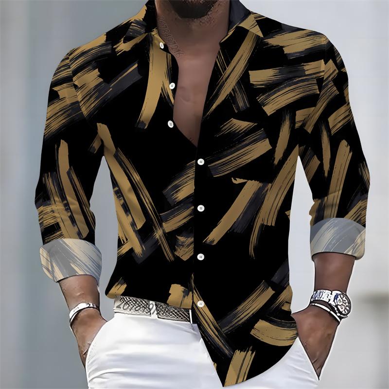 2026 New Men's Shirt Fashion Printed Long Sleeve Shirt Trendy Collar Single breasted Fashion Casual Men's Top S-6XL