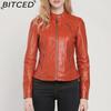 BITCED Autumn Slim-Fit Women's Leather Jacket Slim-Fit Outerwear Leather Clothing for Women