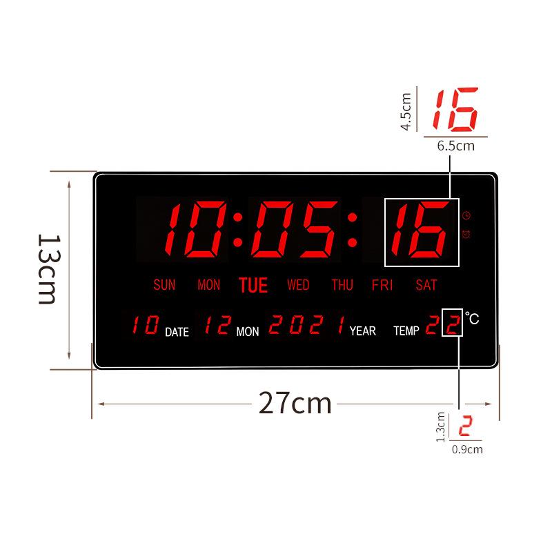 Smart LED Wall Clock with Large Digital Screen, Temperature Display, and Perpetual Calendar