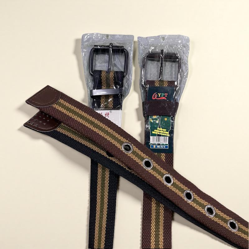 Men’s Woven Canvas Belt with Extended Needle Buckle for Military Training