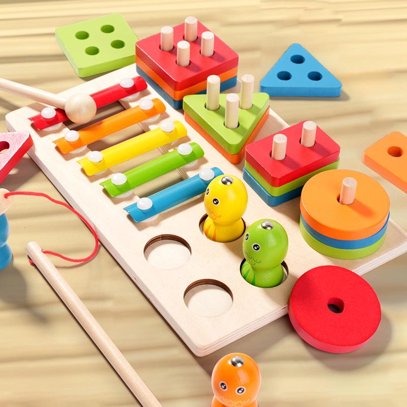 Magnetic Fishing & Shape Matching Piano: 3-in-1 Early Education Toy for Kids