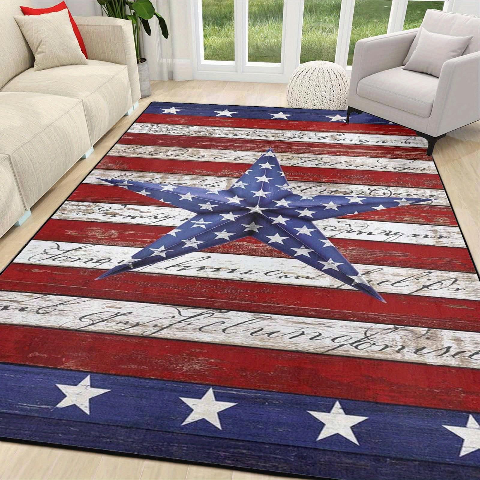 

Золотой бриллиантовый вельветовый точечный плюш Дизайн американского флага на 4 июля Мягкий коврик для зоны Нескользящая резиновая основа Гостиная Спальня 50x80cm20x31in