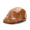 Forward Hat Men And Women Autumn And Winter Personality Retro Pu Cap Old Man Leather Hat Beret Newsboy Painter Peaked Cap