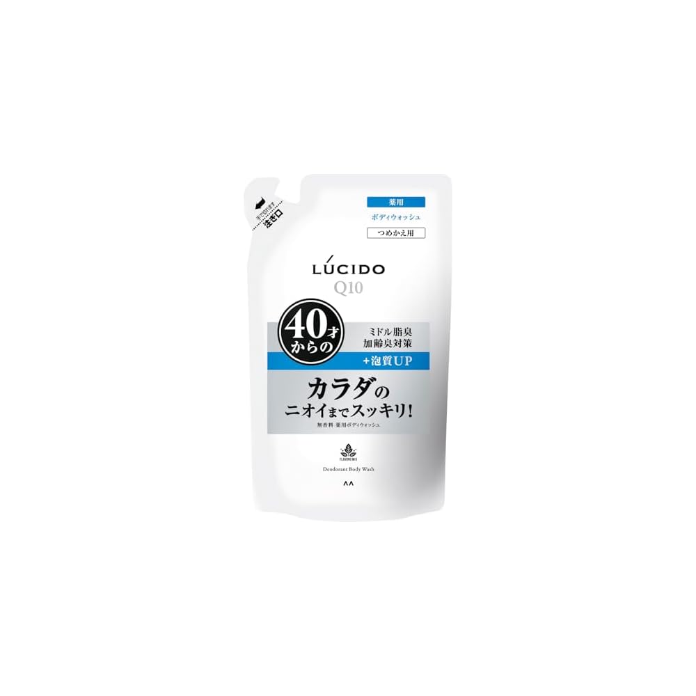 LUCIDO (Quasi-drug) Medicated Deodorant Body Wash Refill - Men's Body Soap for Odor Control,