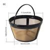 Practical Golden Tone Coffee Filter Durable Coffee Filter Coffee Strainer for 4/6/8/12 Cup Basket Style Coffee Maker