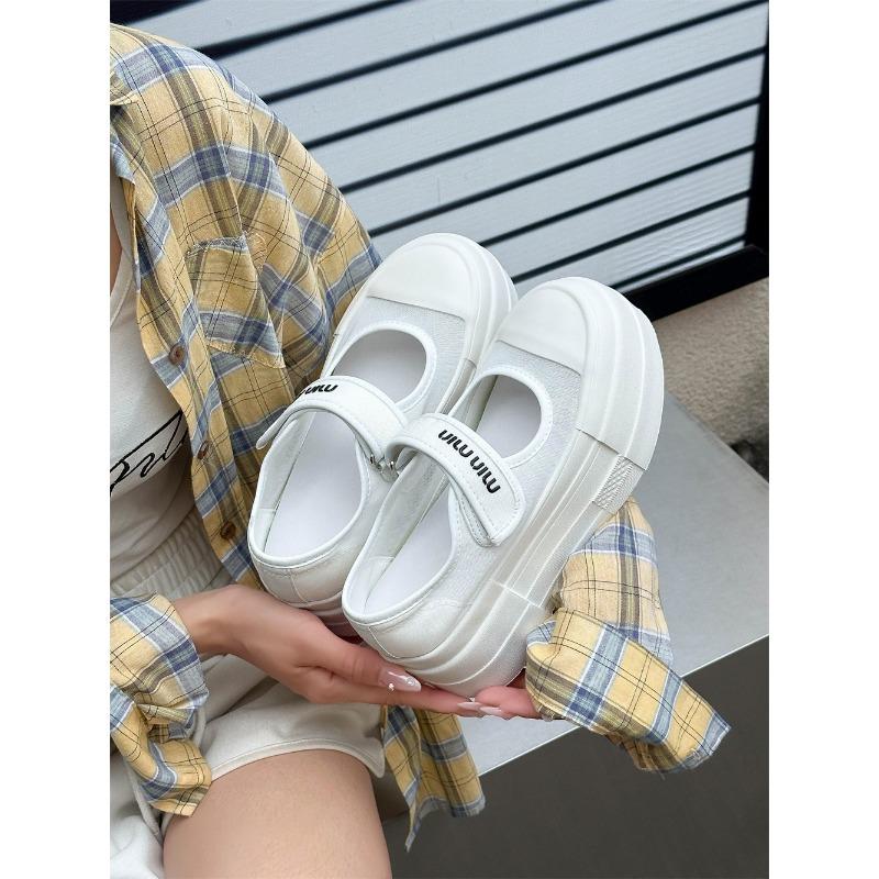

Fashion Versatile Velcro Platform Mary Jane Shoes Versatile Casual Shoes Women s Height Increasing Shallow Mouth Muffin Mesh Shoes 40 білий