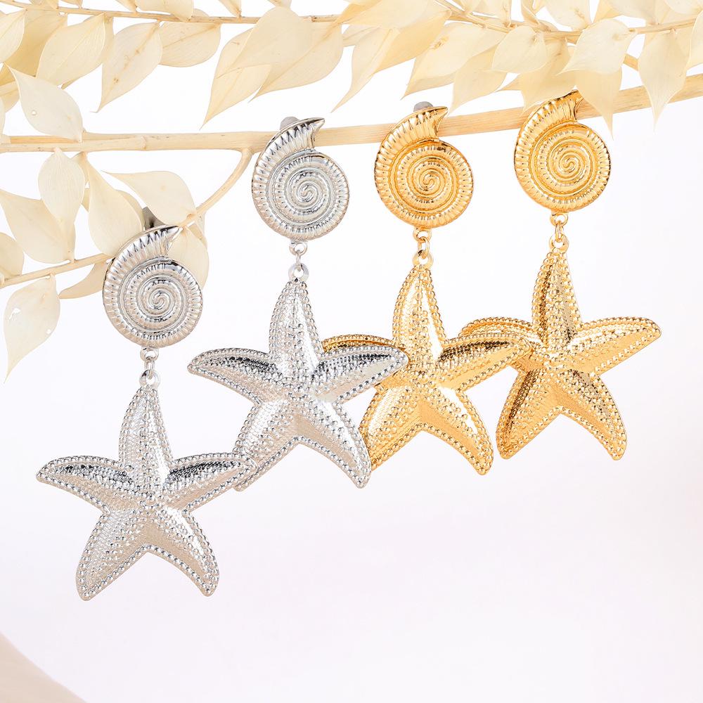 Starfish Metal Wind Earrings: Creative Star-Shaped Ear Drops for Women, Fashionable and High Quality