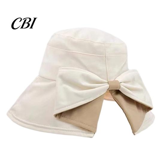 Women Sun Hat With Bow Summer Hat, Rear Bowknot Wide Brim Cycling 360 Face And Neck Protection Degree UV Fisherman for Outdoor Hiking Packable