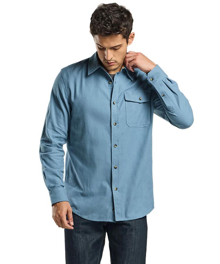 Ssikyual Brushed Warm Flannel Soft Cotton Daily Shirt