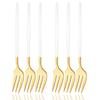 6Pcs Pink Gold Dinnerware Set Stainless Steel Small Fork Cutlery Cake Fork Fruit Fork Dessert Fork Flatware Kitchen Accessory