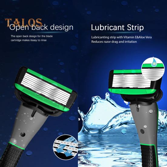 Manual Razor with 5 Blade Refills 7 Layers Stainless Steel Blade Rubber Handle Men Women Hair Beard Trimmer Remover Shaver Tool