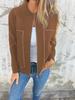 2024 Autumn/Winter Casual Solid Color Zipper Jacket
