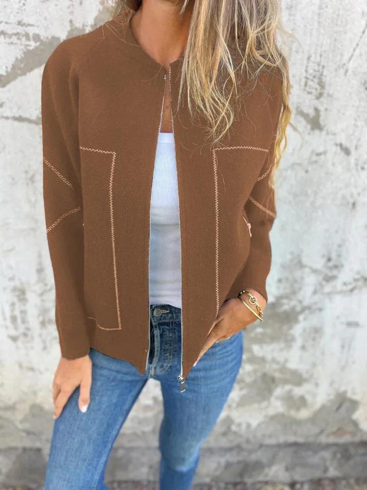 2024 Autumn/Winter Casual Solid Color Zipper Jacket