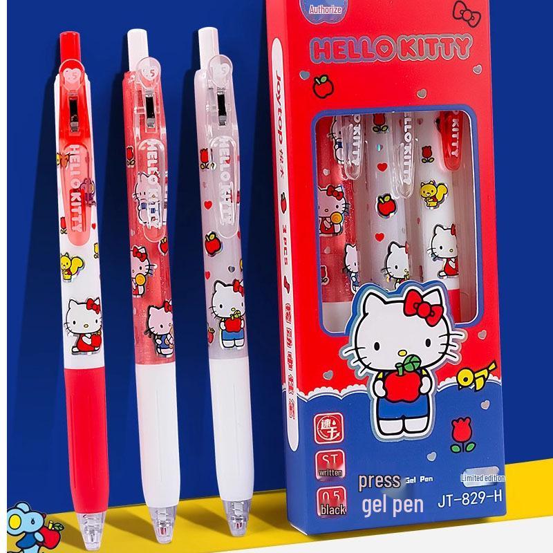 Hello Kitty Sanrio Black Click Pen - Student Exam Special, Smooth ST Nib