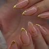 3D Gold Bronzing Wearing Nail Film Short Almond Nail Manicure Fake Nail Hot-selling Press On Nails