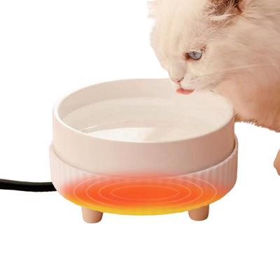 Heated Cat Bowl Rechargeable Pet Water Heating Bowl Noiseless Ceramic Water Bowl Cat Water Fountain Animal Drinking Dispenser
