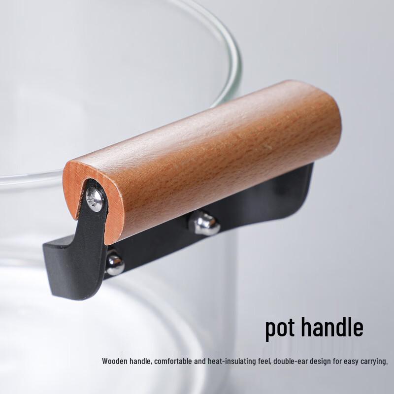 ZISIZ Transparent Double-Handled Glass Cooking Pot