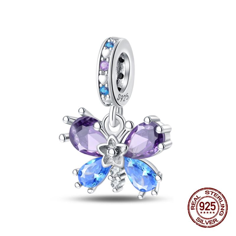 Compatible With 3MM Authentic Bracelets copper Colorful Dragonfly Flower Gem Butterfly Charm Bead Charms Bead Charms Fine Do It Yourself Jewellery Mak