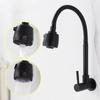 Universal Plastic Kitchen Faucet Black Flexible Single Cold Water Taps Wall Mounted Rotating Water Tap Nozzle Tap Sink