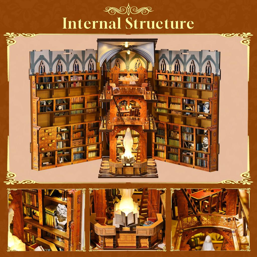 MiniCity DIY BookNook Kit Dollhouse Kit Miniature House Kit BookNook Suitable for and Birthday Collectible with LED Light - - - - Beginners,