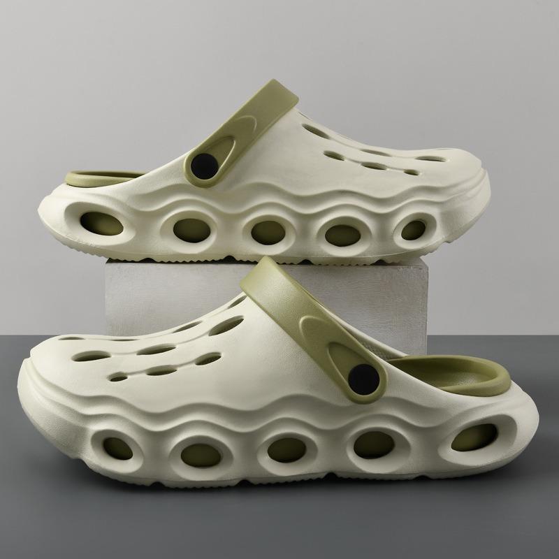 

Баотоу тапочки мужские летние пляжные дырчатые туфли на платформе нескользящие для вождения двойного ношения спортивные сандалии 44-45