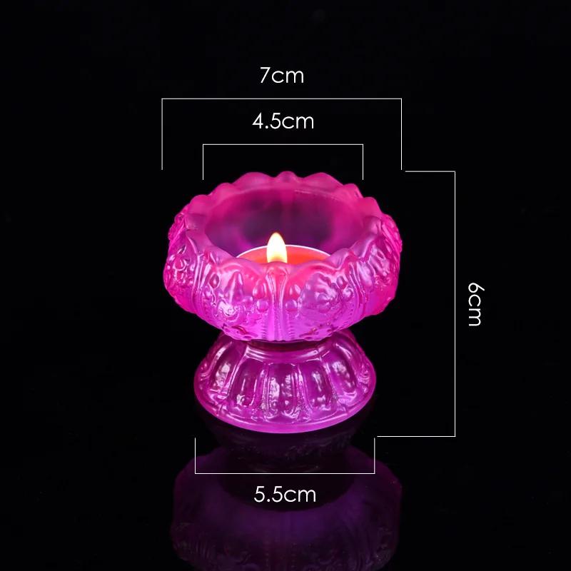 Lotus Shaped Candle Holder, Creative Articles of Worship In Front Buddha, Home, Living Room, Office Decoration, Seven Color, 1Pc