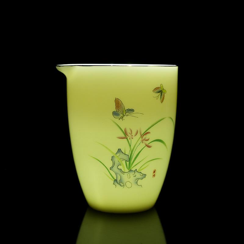 Ceramic suet jade porcelain kung fu tea set cover bowl teacup business company festival gifts