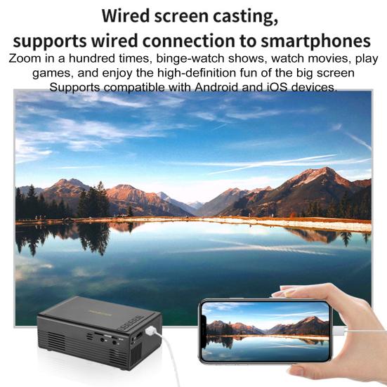 Mini LED Projector Supporting 1080P Wired Phone Screen Synchronization Portable Outdoor Home Theater Video Movie Projector