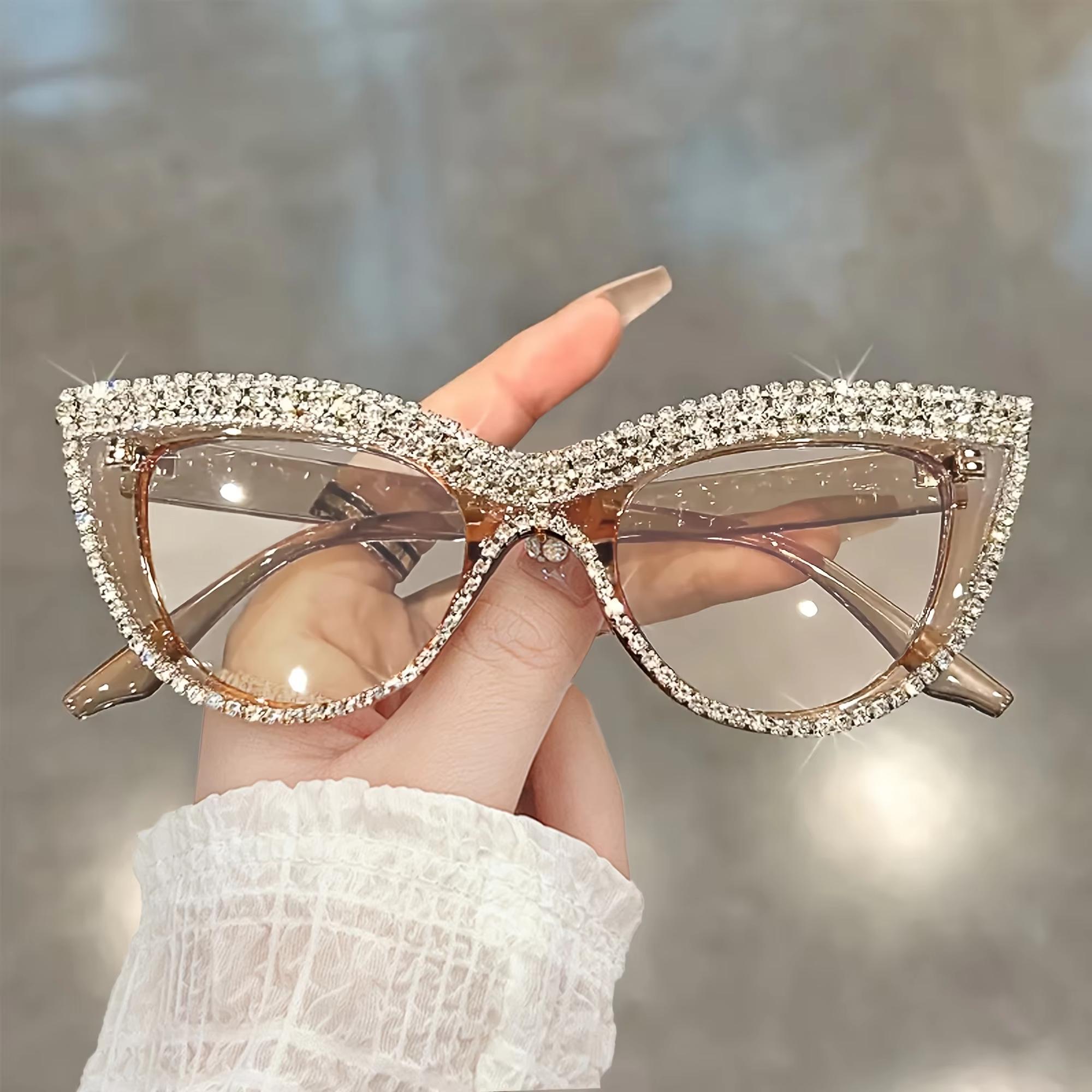 

Rhinestone Trendy Reading Glasses for Women Retro Square Cute Sturdy Computer Womens Cat Eye Glasses 1.5