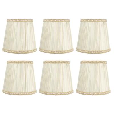 6PCS Cloth Fabric Lampshade Beige Color Pleated Lamp Shades Chandelier Lampshade  Table Lamps