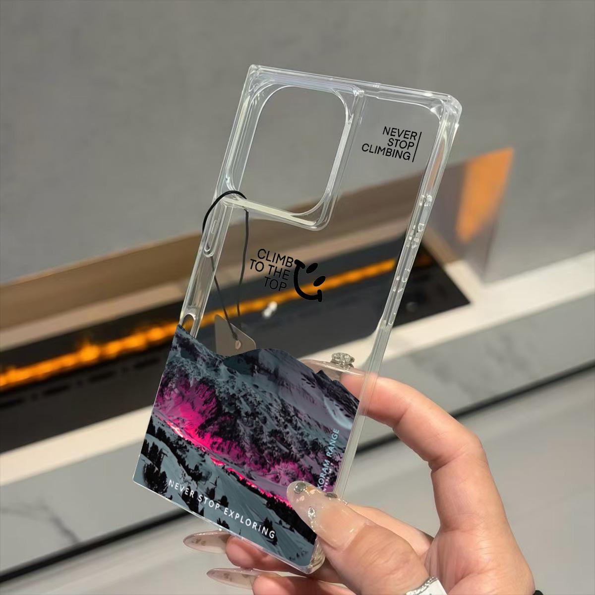 

Прозрачный квадратный чехол-бампер для iPhone 14 Pro Max 15 Plus 12 11 16 ProMax 13, защита от окисления, рисунок Величественные горные вершины iphone 11 ProMax